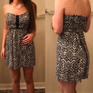 Black and White Strapless Mini Dress